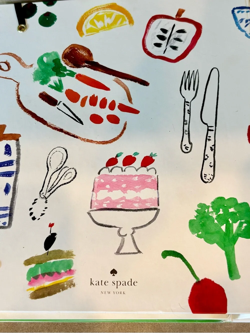 Kate Spade Recipe Book Binder & Organizer White Kitchen Print